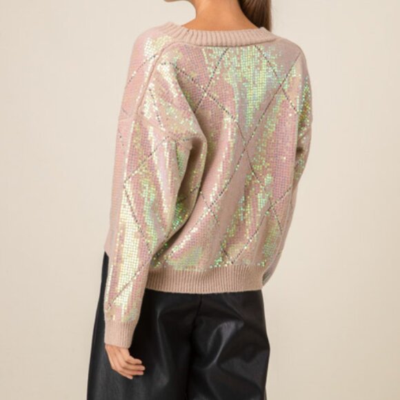 Sequin Argyle Cardigan - Picture 4 of 5